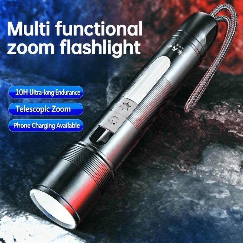 Outdoor Power Lights - 多機能 LED 懐中電灯ズーム可能な COB サイドライト充電式パワーバンクポータブル防水トーチアウトドアキャンプハイキング