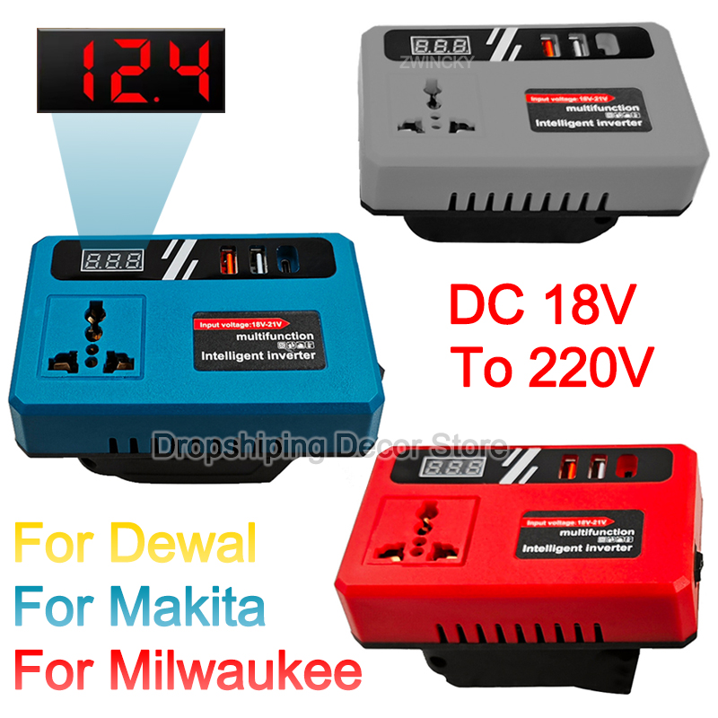 Outdoor Power Usa - パワーインバーター DC 18V から 220V インバーターアダプター電源インバーター家庭用電化製品用マキタ/デワル/ミルウォーキー屋外キャンプ用