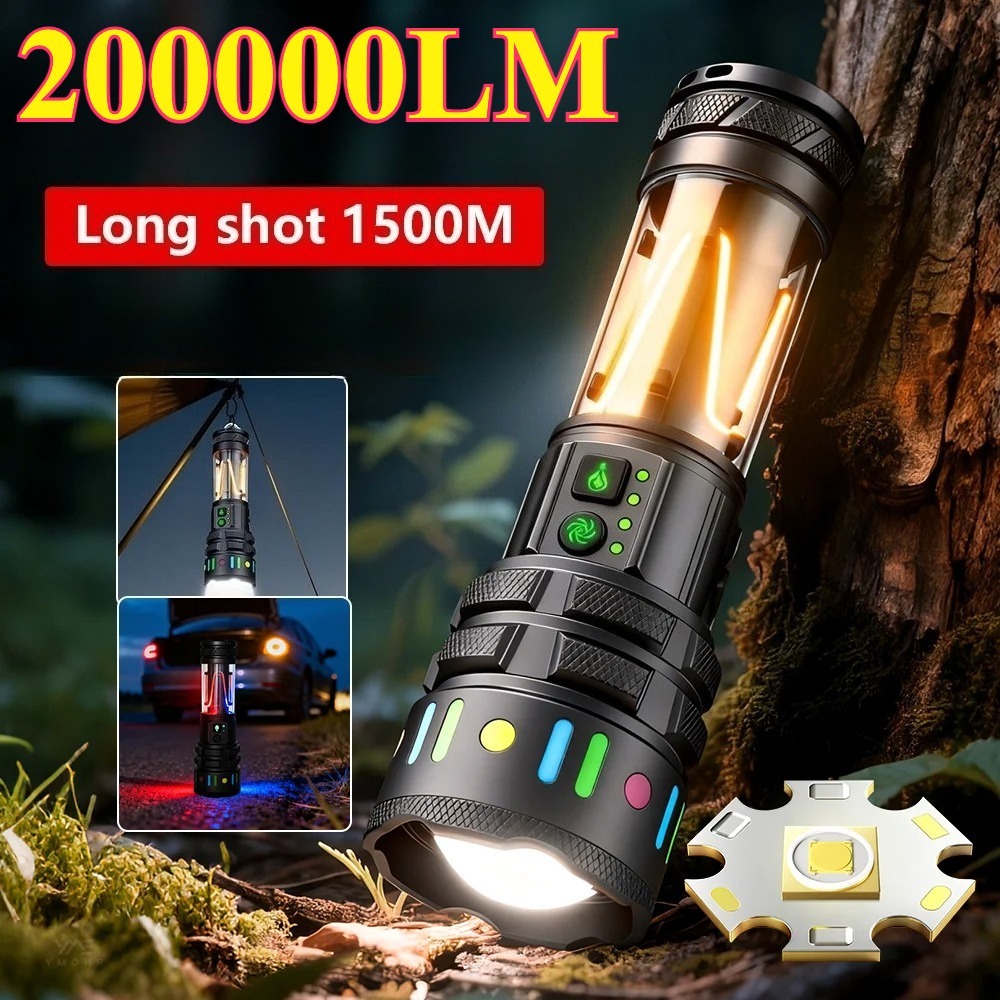 Outdoor Power Lights - 強力な超高輝度LED懐中電灯、Type-C急速充電式ハンドヘルドワークトーチ、日常の屋外緊急照明用