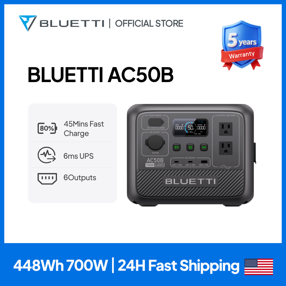 Outdoor Power Usa - BLUETTI AC50B ポータブル電源 700W 448Wh LiFePO4バッテリー搭載