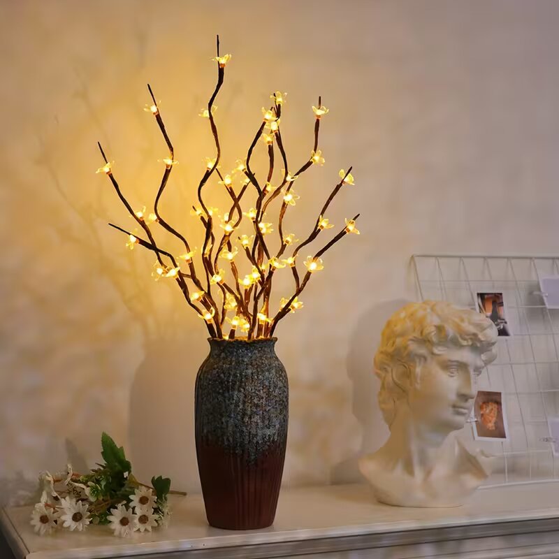 Outdoor Power Lights - 1/2PC 20LED 桜の枝ライト屋内屋外ホームデコレーションランプロマンチックな電池式テーブルライト花瓶用