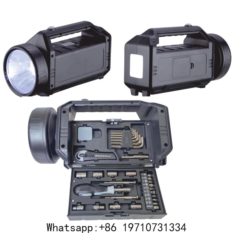 Outdoor Power Tool Kit - 2-in-1 キャンプ用ランタン＆ツールセット – LEDハイパワー懐中電灯と10点家庭用ハードウェアキット – DIYアウトドアギフト
