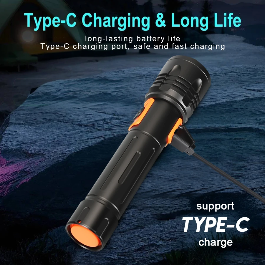 ハイパワー LED 懐中電灯 USB 充電式トーチ、伸縮ズー - Outdoor Power Lights のレビューと価格