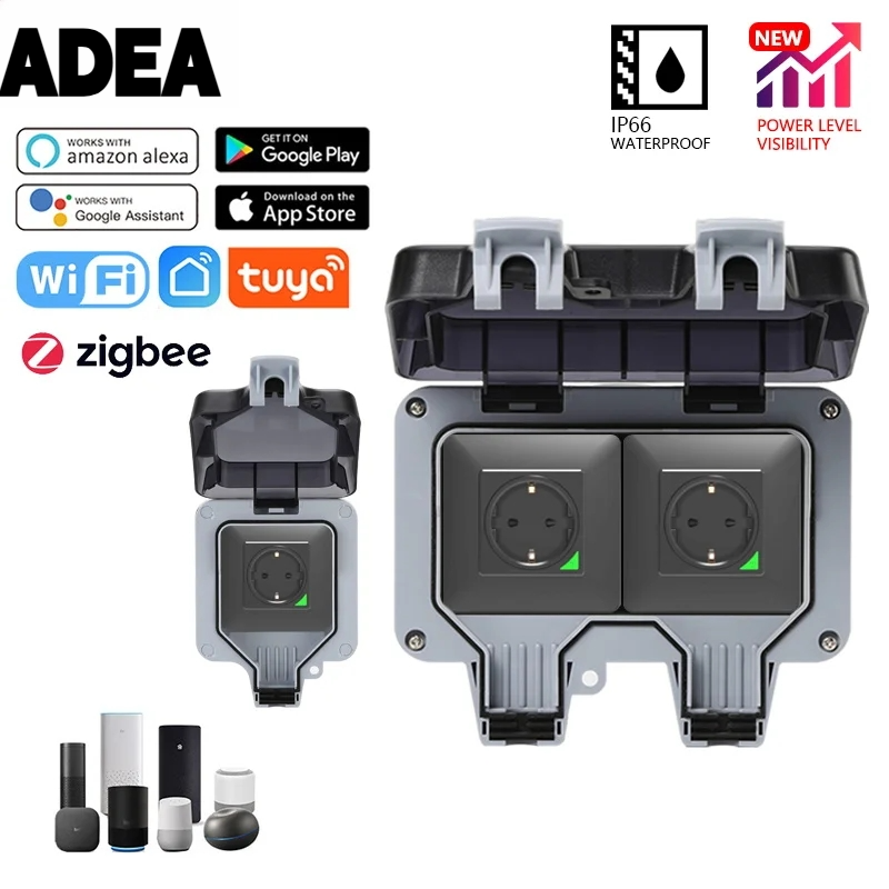 AdeaTuya Zigbee 電気コンセント IP66 防 - Outdoor Power Outlet Not Working のレビューと価格