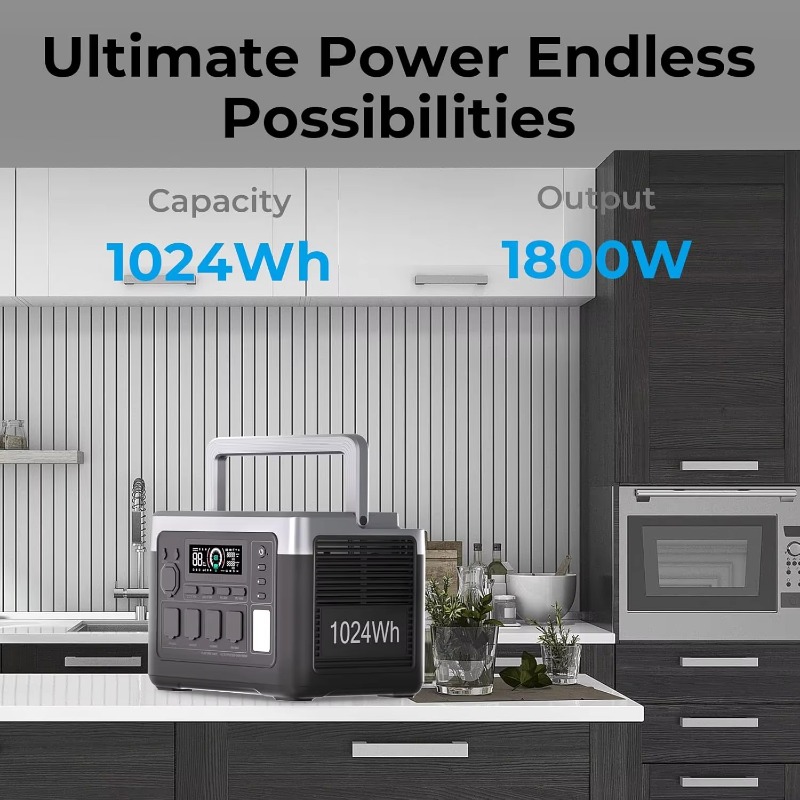 EU USA倉庫 1800W 1024Wh 静音ソーラー発電 - Outdoor Power Usa のレビューと価格