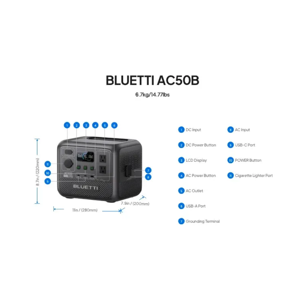 BLUETTI AC50B ポータブル電源 700W 448 - Outdoor Power Usa のレビューと価格