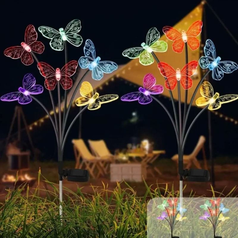ソーラー式バタフライライト、防水LEDガーデンステークライト - Outdoor Power Lights のレビューと価格