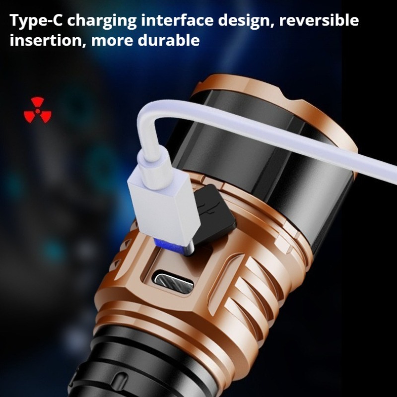 強力な光ハイパワー LED 懐中電灯タイプ C 充電防水アル - Outdoor Power Lights のレビューと価格
