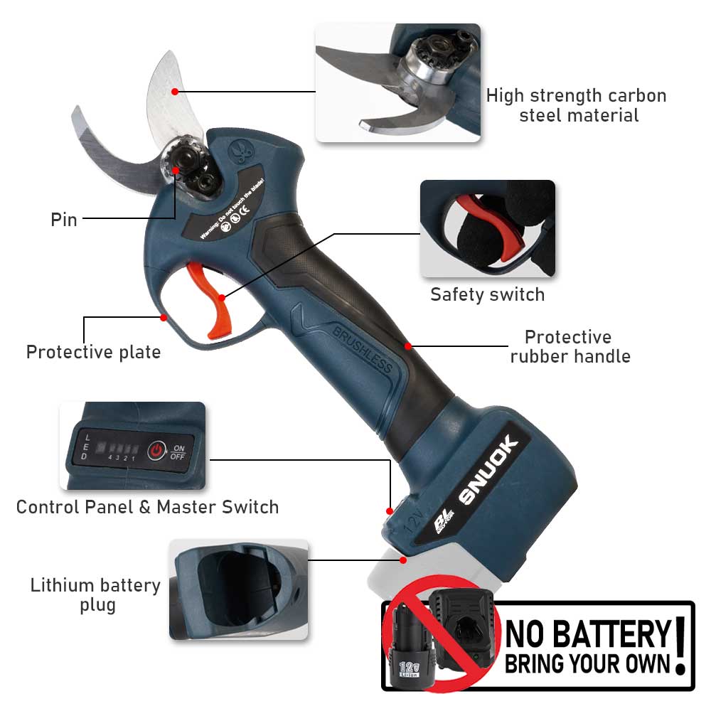 SNUOK 12V ブラシレス電動剪定鋏 DIY 屋外庭園盆 - Outdoor Power Usa のレビューと価格