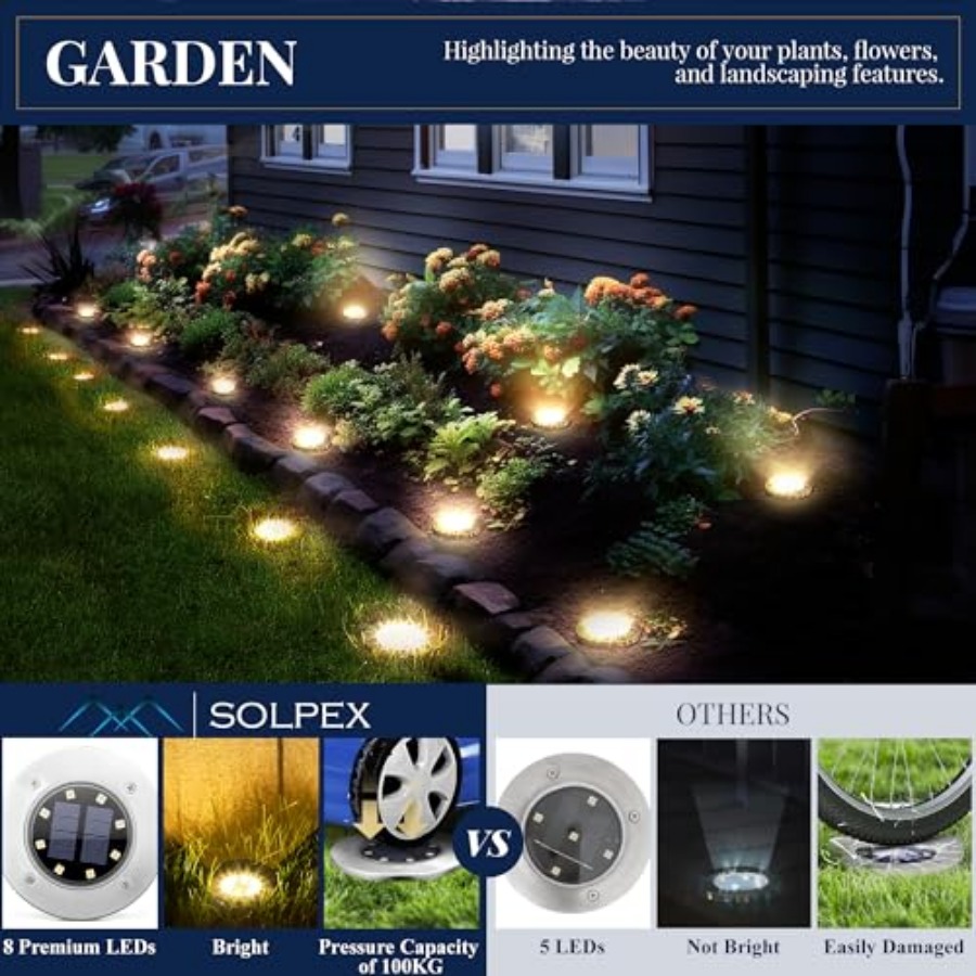 ソーラーグラウンドライト ソーラーライト 屋外防水 8 LE - Outdoor Power Lights のレビューと価格